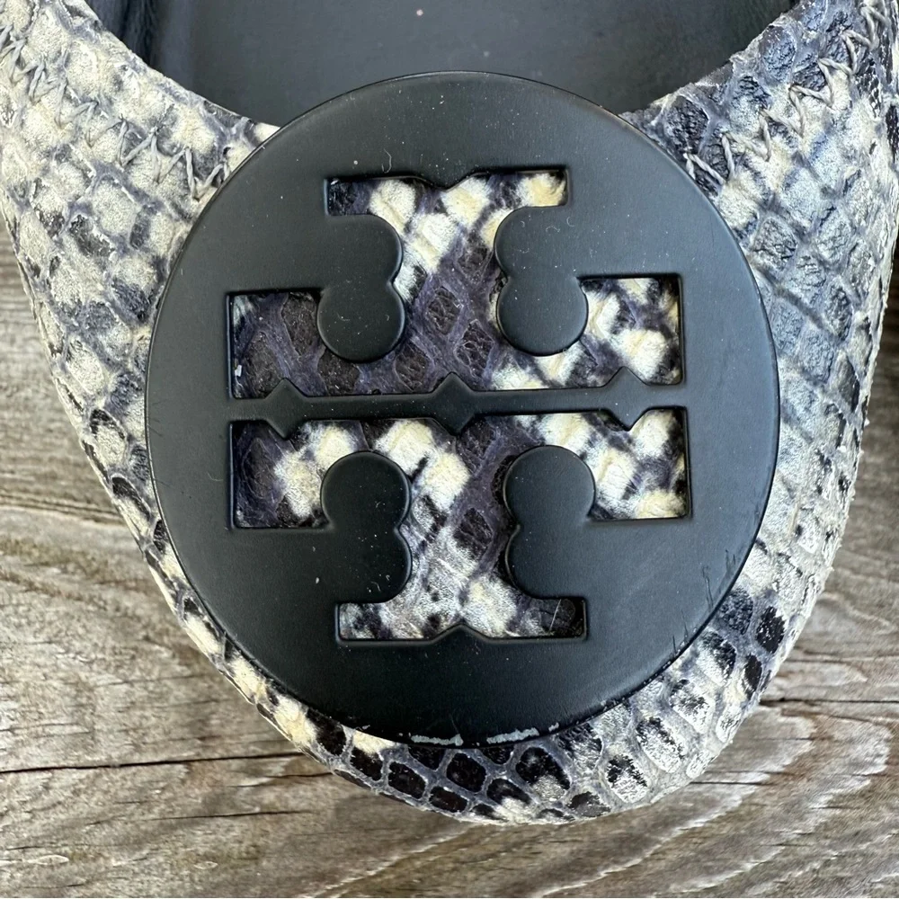 Tory Burch Minnie Snakeskin Ballet Flats Roccia‎ Python Size 6